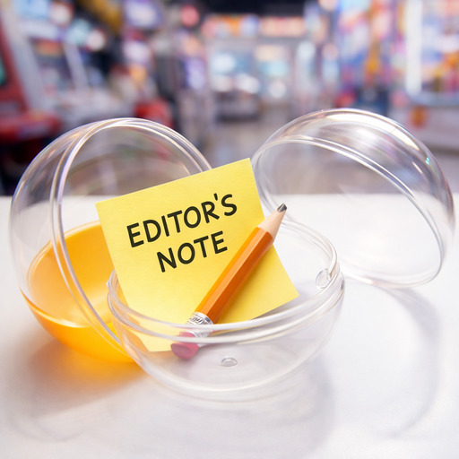 開いたガチャカプセルの中にEDITOR'S NOTEのメモが入ったVTuber列伝の編集者記事アイキャッチ