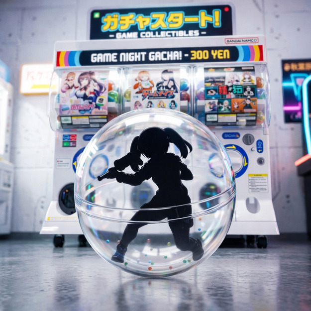 神成きゅぴをイメージしたシルエットが入ったガチャカプセルのアイキャッチ画像