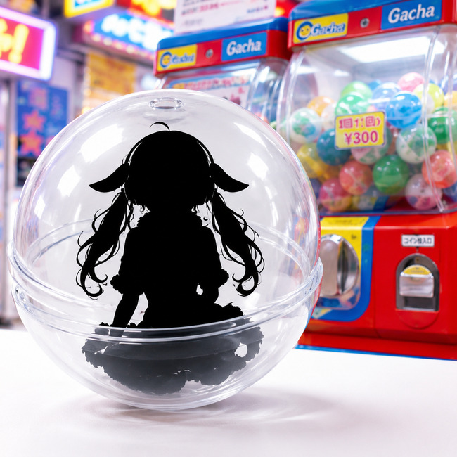 もこ田めめめをイメージしたシルエット入りガチャカプセル